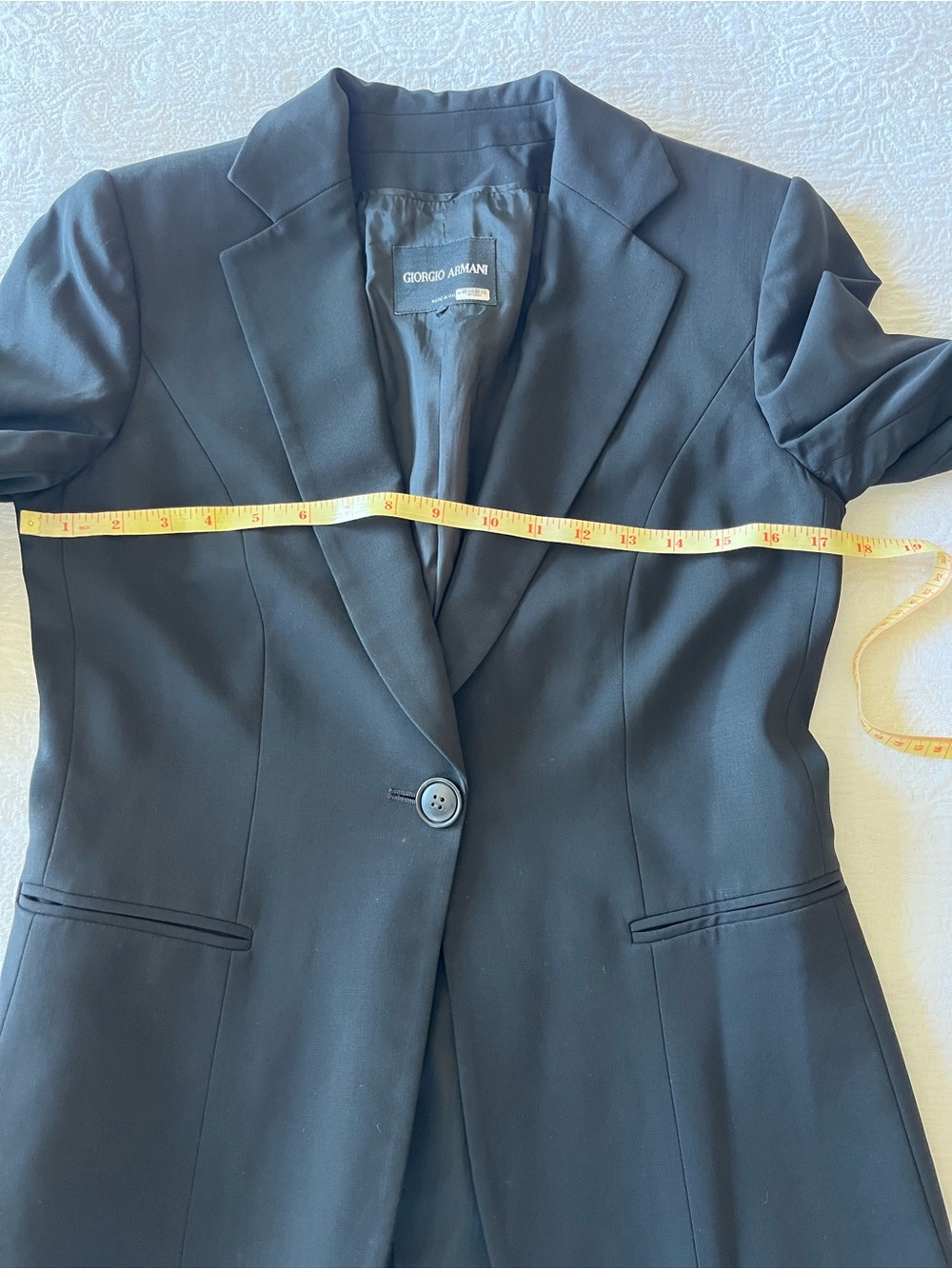 Giorgio Armani Black Virgin Wool Pant Suit IT 42 US 6 Made In Italy Blazer - Picture 15 of 16